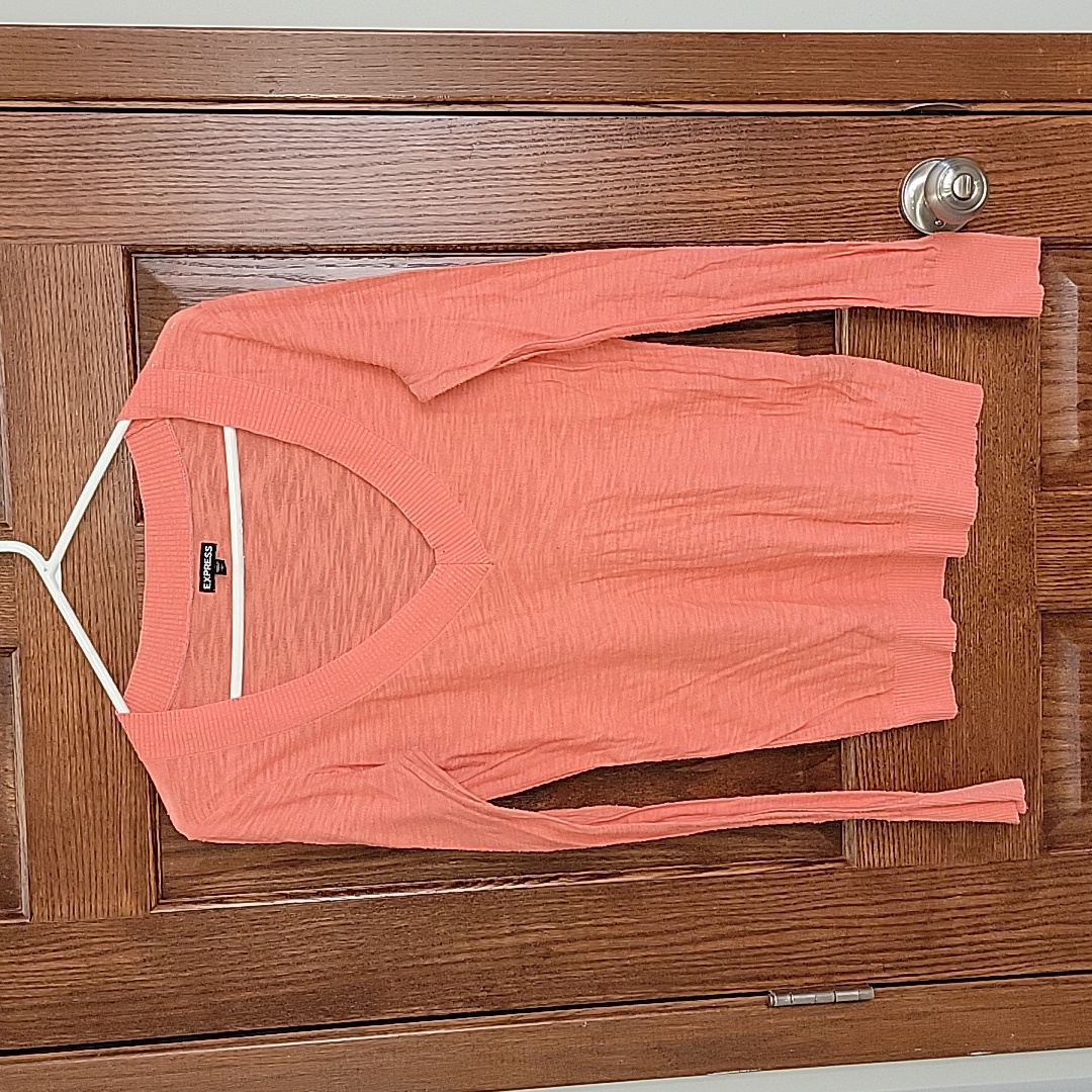 Express Coral VNeck Express Top